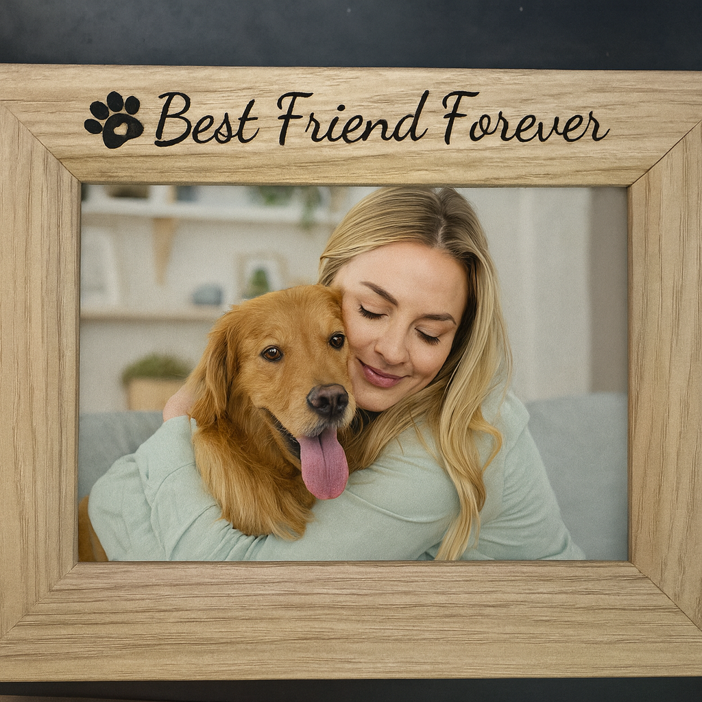 Personalised Wooden Photo Frame – Custom Engraved with Your Message