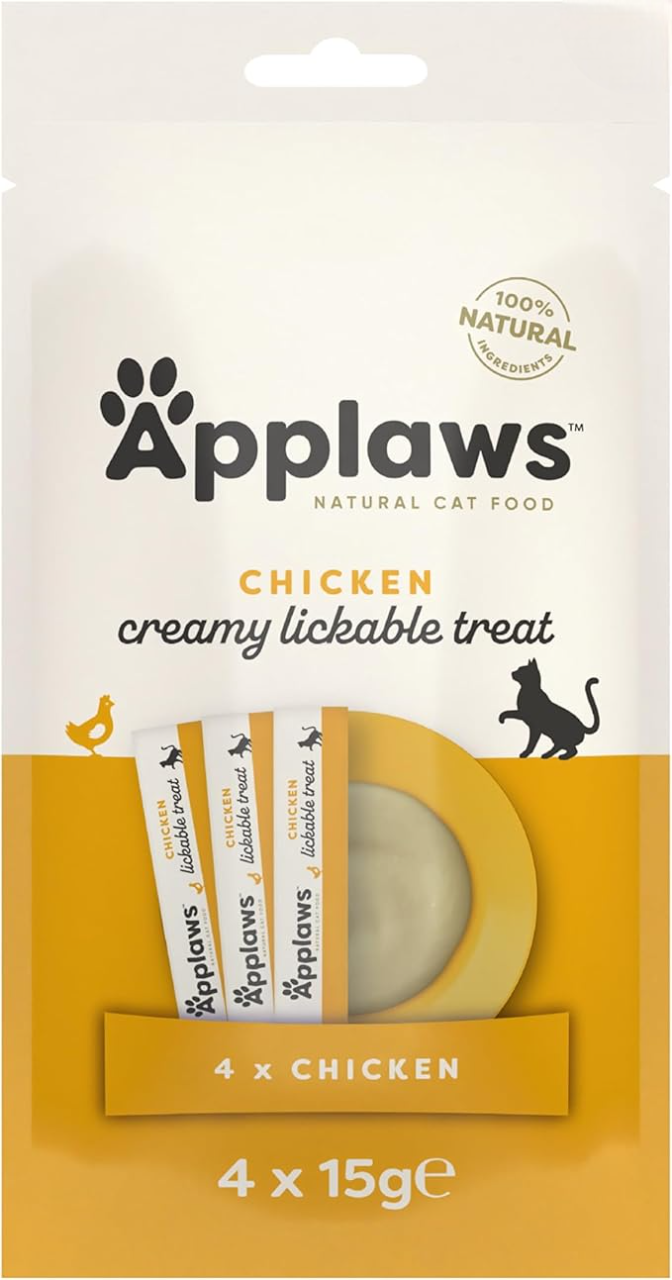 Applaws Creamy Lickable Cat Treats 15g x4(Flavour may vary depending on availability)