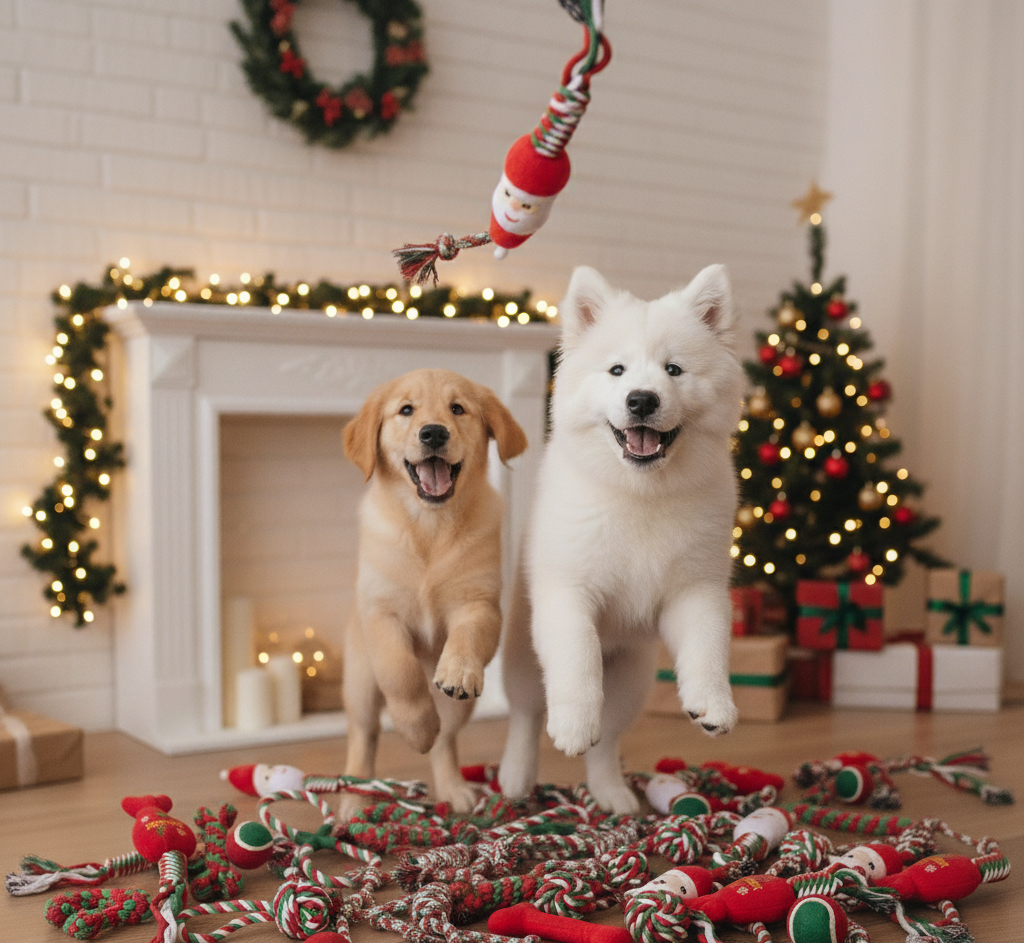 🎄 8-Piece Christmas Dog Toy Bundle