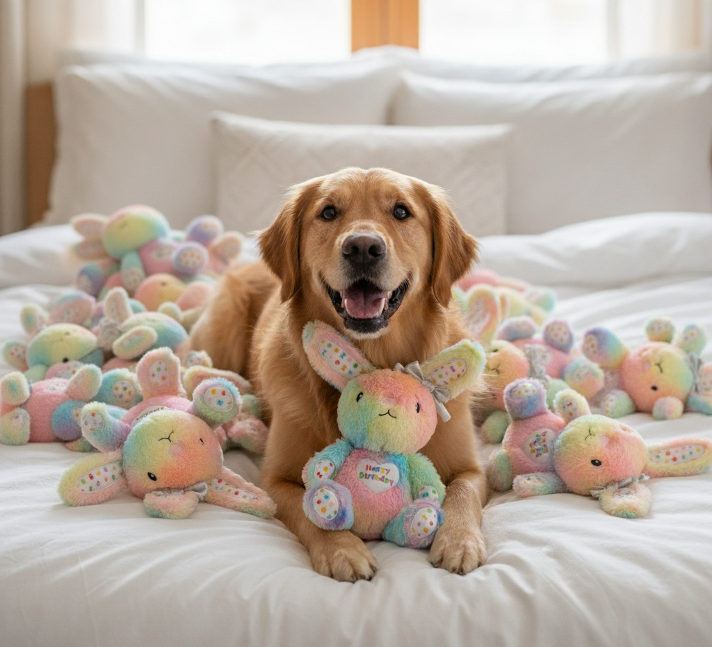 PetLondon - Rainbow Rabbit Birthday Dog Toy