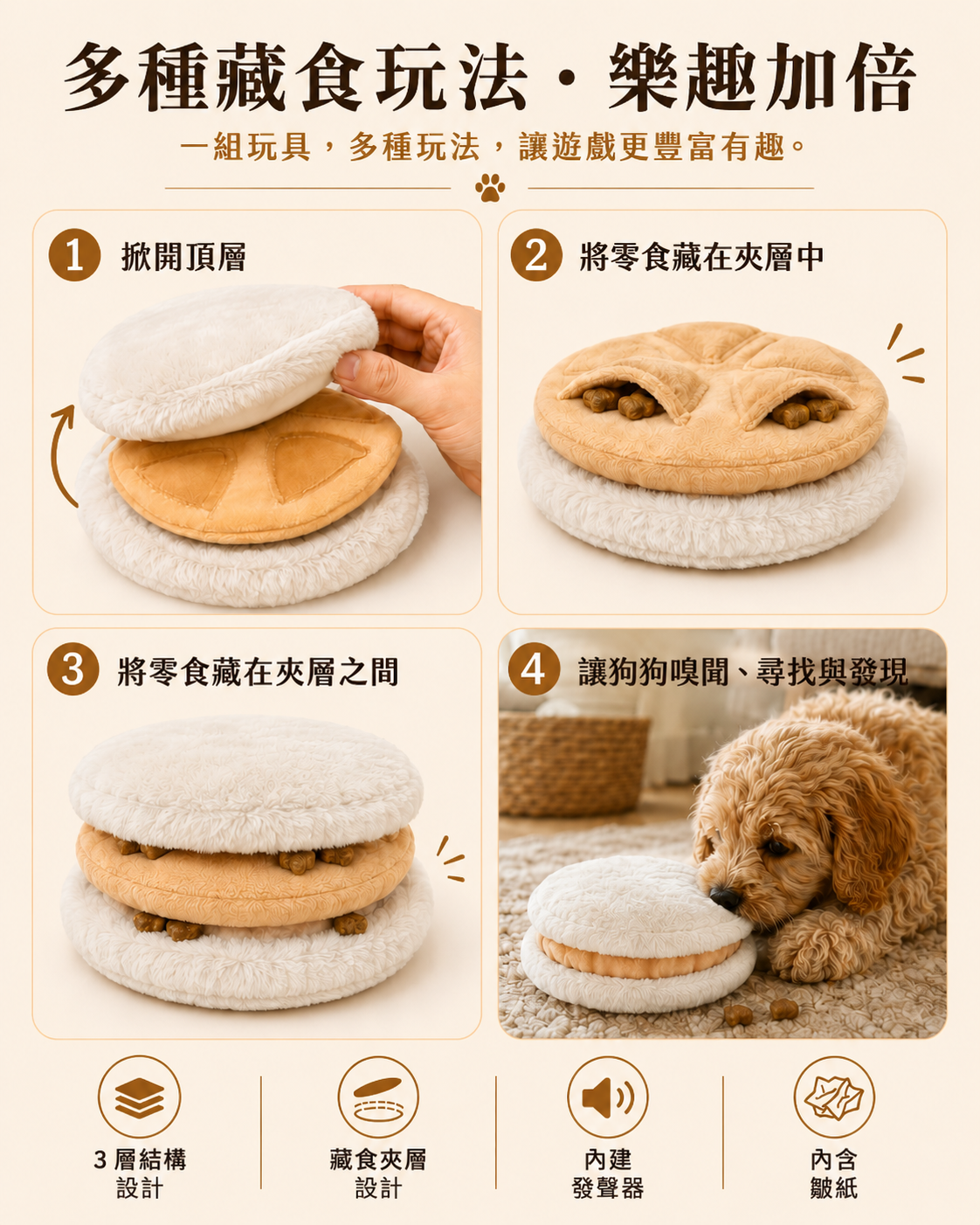Nordic Café 4 件裝  狗狗嗅聞玩具