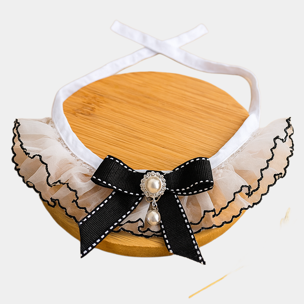 Midnight Pearl Lace Collar