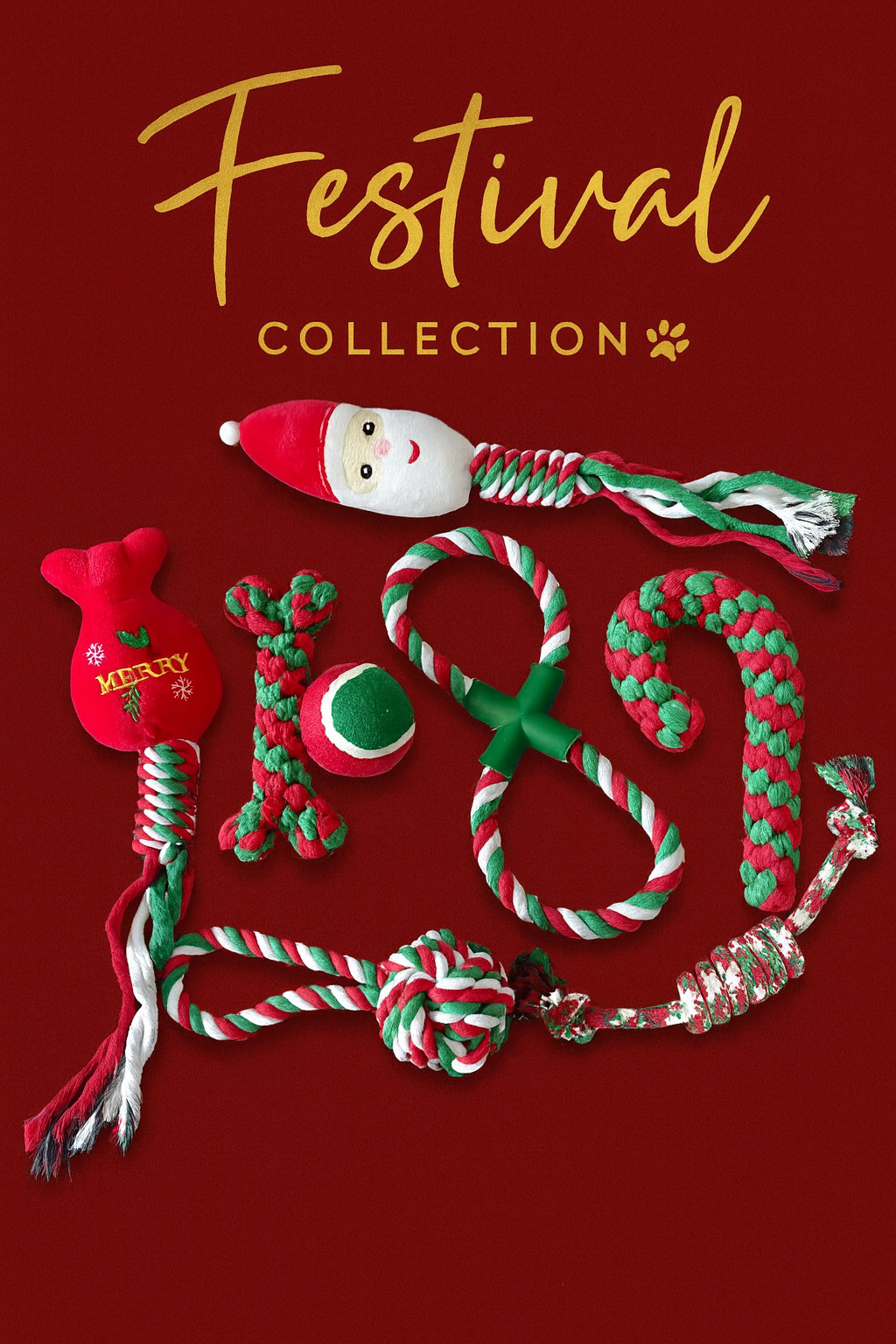🎄 8-Piece Christmas Dog Toy Bundle