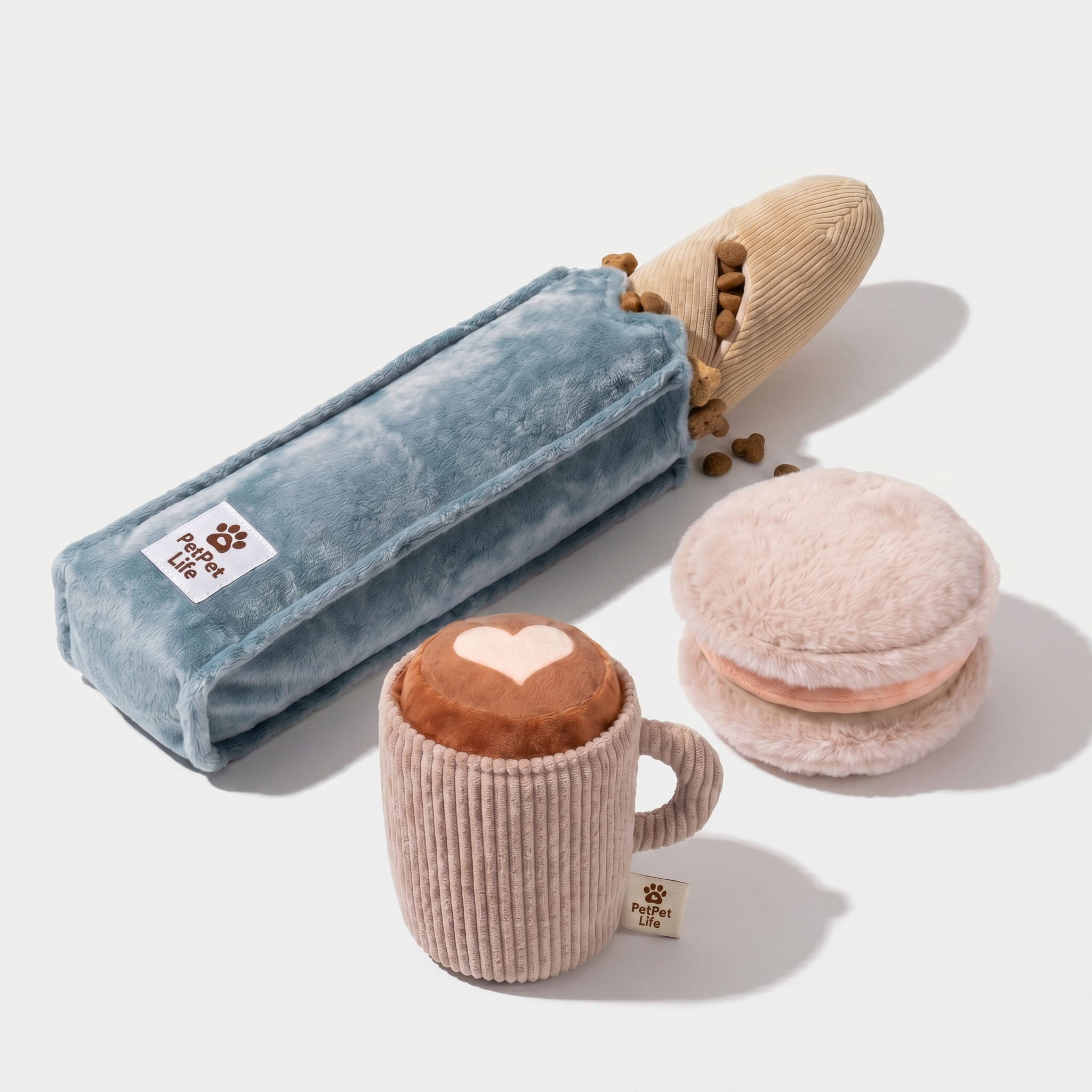 The Nordic Café Collection — Three-Piece Enrichment Set Baguette Buddy · Puppuccino Mug · Ice Cream Sandwich