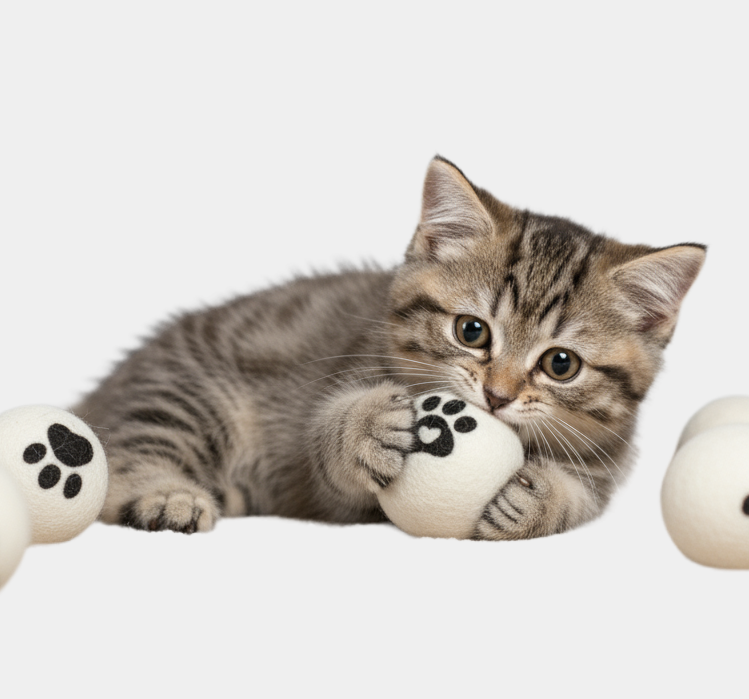 PawPrint Wool Cat Balls (Set of 5)