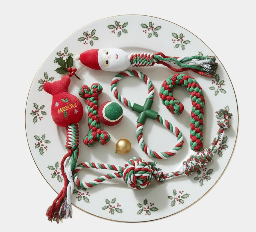 🎄 8-Piece Christmas Dog Toy Bundle